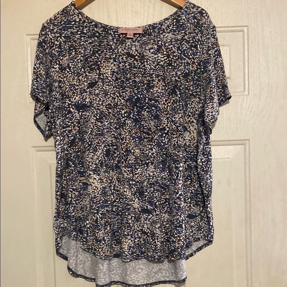 Philosophy Women's Blue‎ Patterned Top